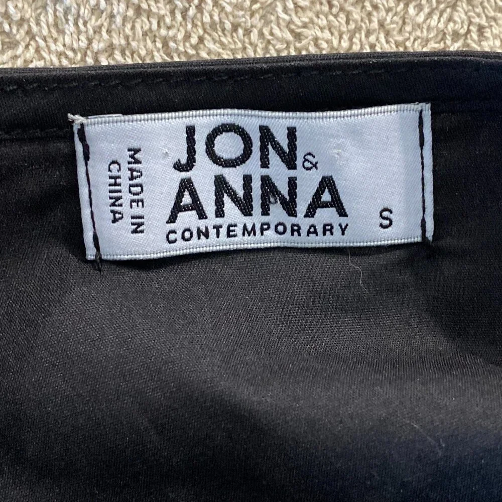 Jon & Anna Contemporary Black Peplum Blouse | Size S | Tie Front 3/4 Sleeve Top - Picture 4 of 6